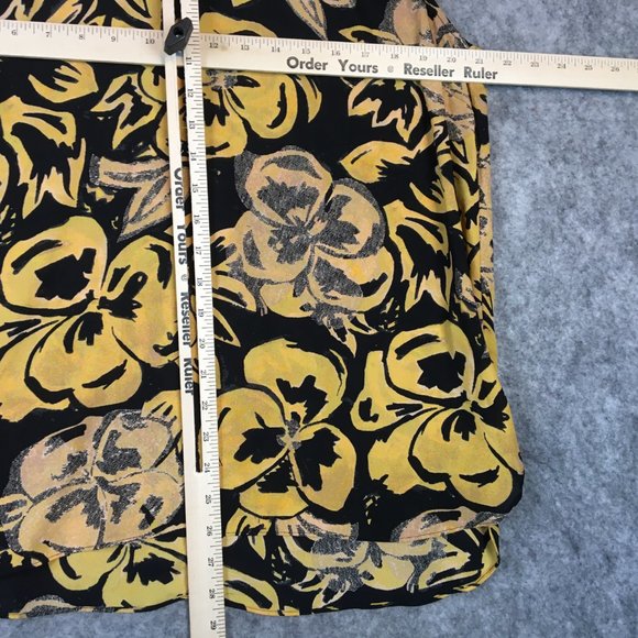 Who What Wear Top XXL Sleeveless Tank Black Yellow Floral Career Back Button - Picture 8 of 12